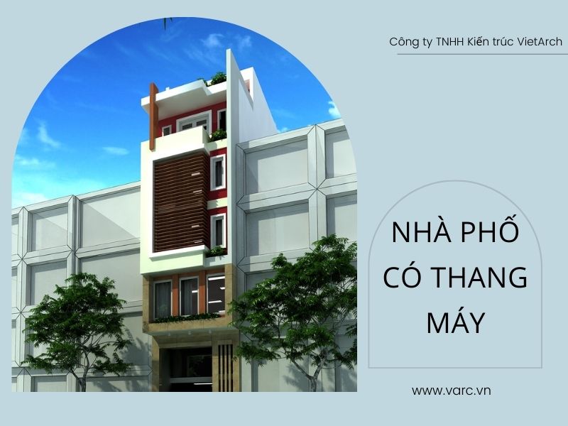 Thiết kế nhà phố có thang máy, 5 tầng, 5m mặt tiền