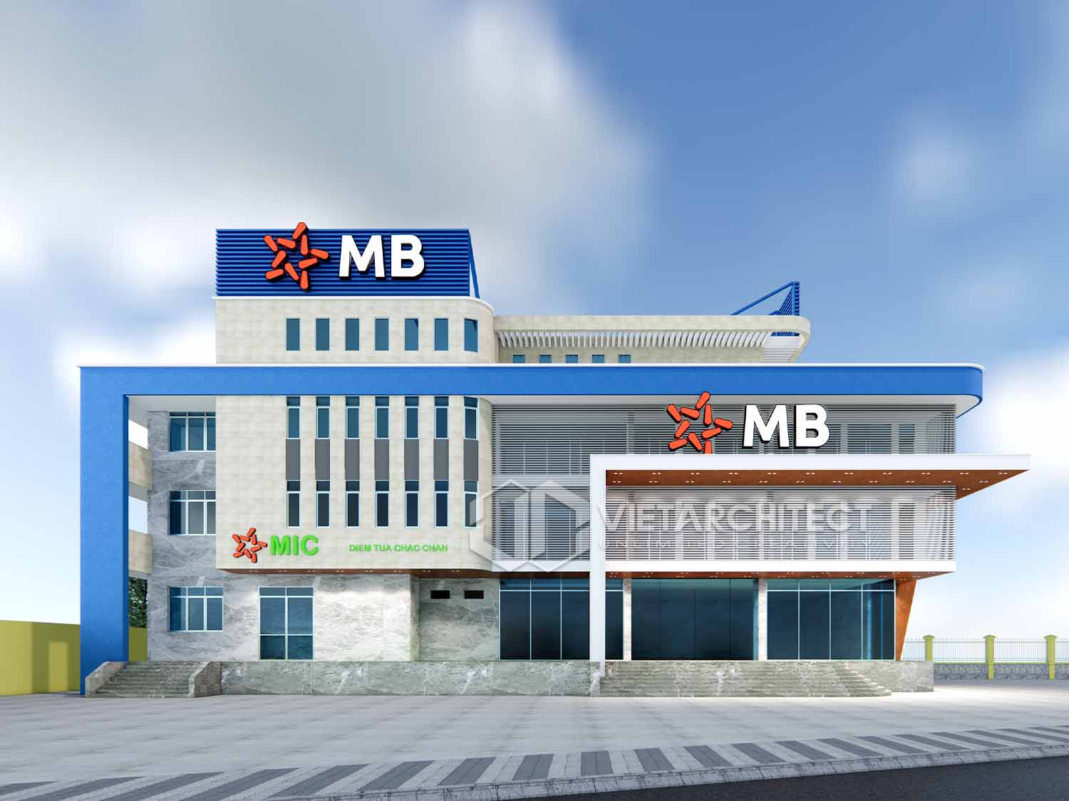 phối cảnh thiết kế ngân hàng MB bank tại Lào Cai
