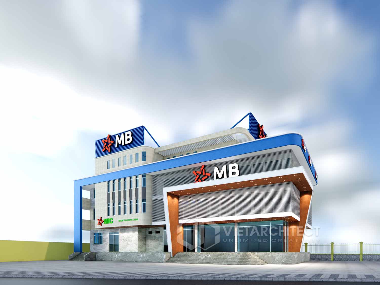 phối cảnh thiết kế ngân hàng MB Bank