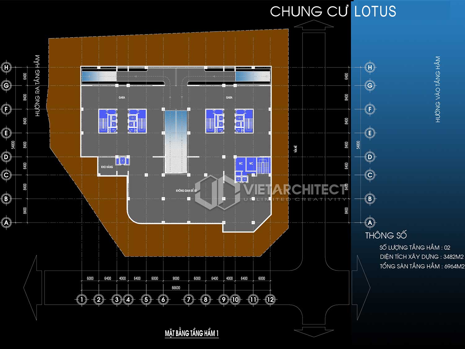 thiết kế chung cư lotus mặt bằng tầng hầm 