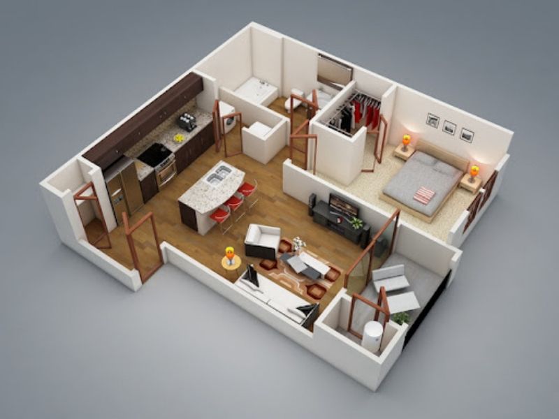 thiết kế chung cư mini không gian mở