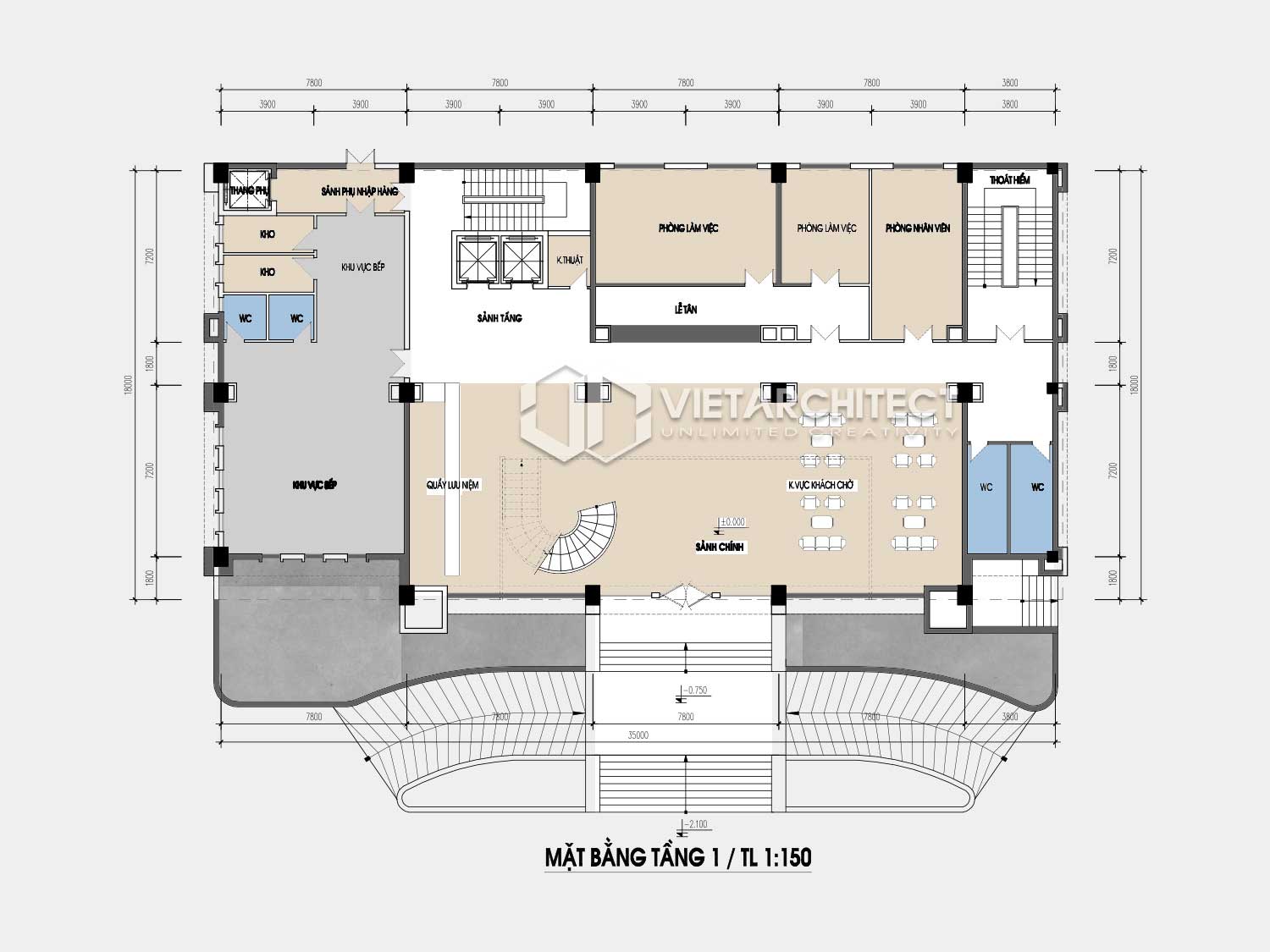 thiết kế khách sạn 22-12 mặt bằng tầng 1