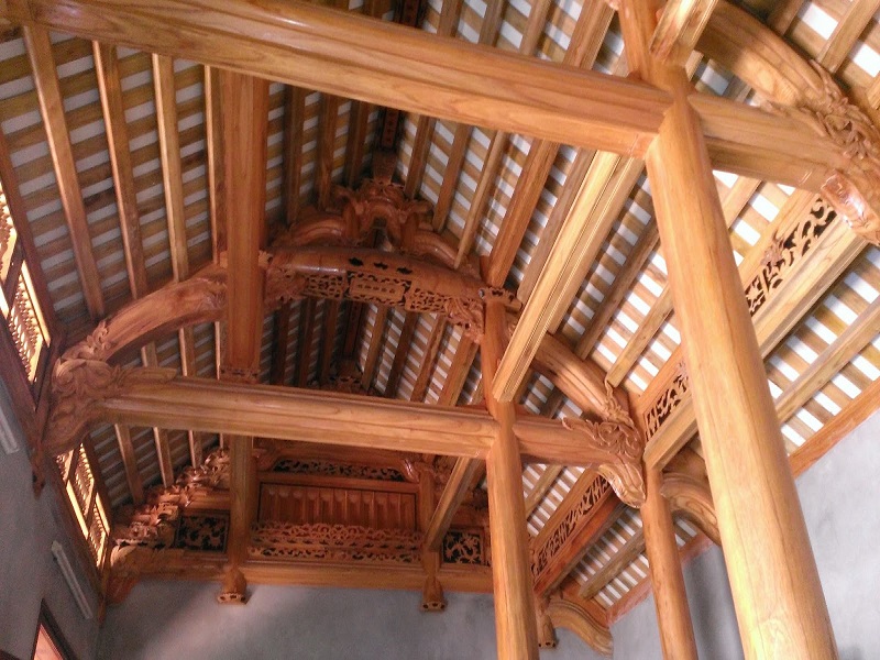 Nhà 3 gian truyền thống chủ yếu sử dụng chất liệu gỗ