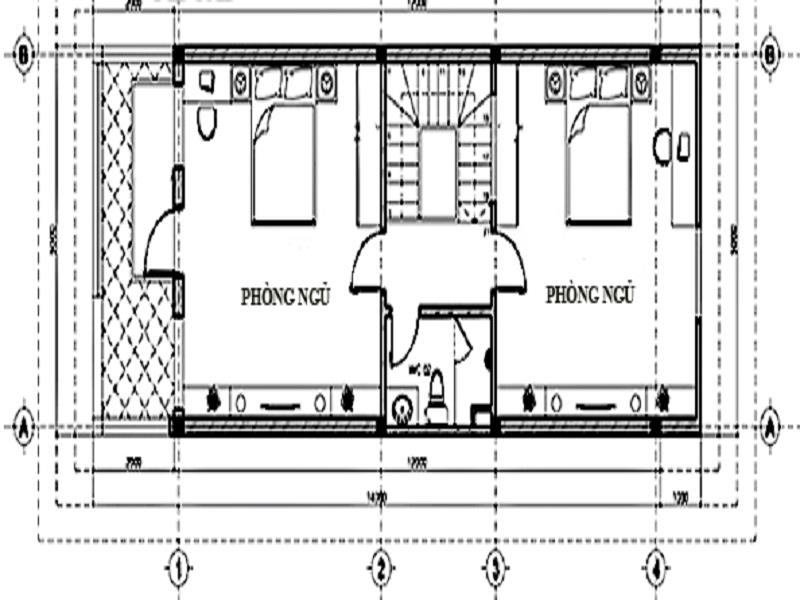 Thiết kế mặt bằng tầng 3 nhà 60m2 