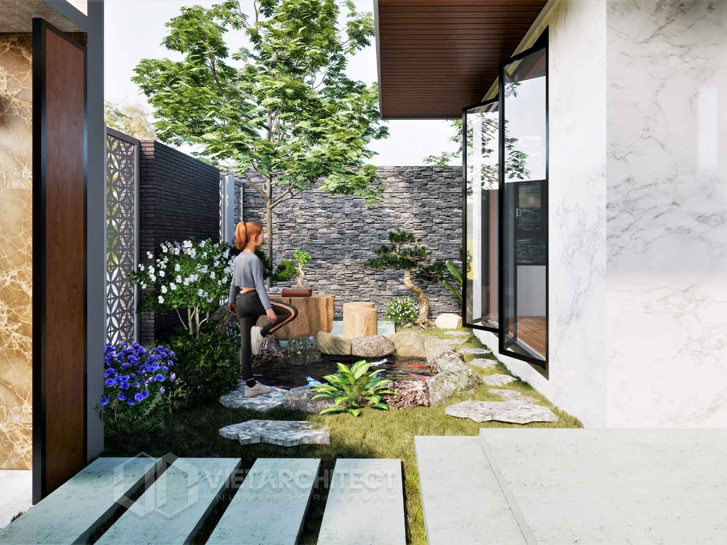 thiết kế sân vườn nhỏ trong biệt thự